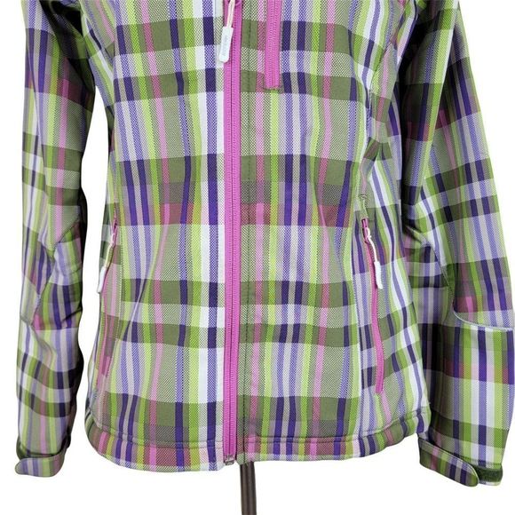 Icepeak Multi Color Plaid Zip Fleece Windproof Skiing Hoodie Jacket Size M - Picture 6 of 9
